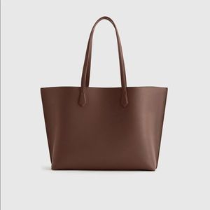 NWT Quince Italian Leather Triple Compartment Shopper Tote - Dark Brown